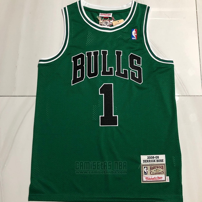 Camiseta Chicago Bulls Derrick Rose #1 Mitchel & Ness 2008-09 Verde